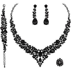 austrian crystal bridal necklace earrings bracelet ring set for women wedding